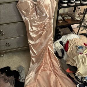 Elegant Satin Evening Gown in Blush Pink